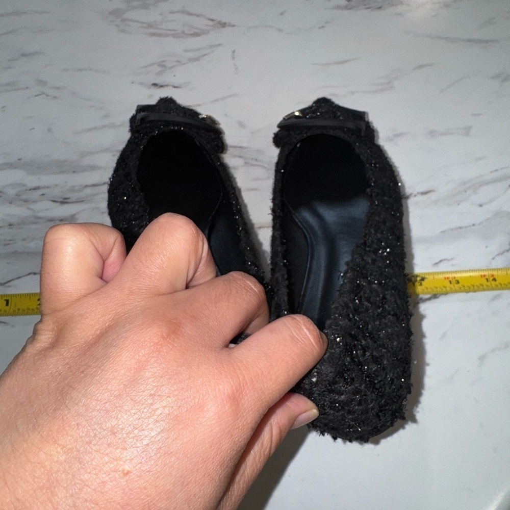 C.Paravano Black tweed pointed toe flats with C Buckle size 36 - Picture 12 of 15